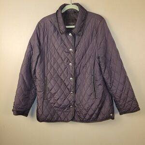 Coach ~Brown Quilted Nylon Jacket Lightweight Signature-Lining Size XL